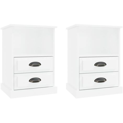 Set di 2 comodini con cassetti e vano 43 x 36 x 60 cm MDF bianco lucido DEC035034