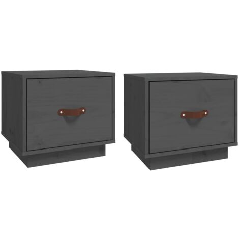 Set di 2 comodini con cassetto 40 x 34 x 35 cm legno di pino grigio DEC035321