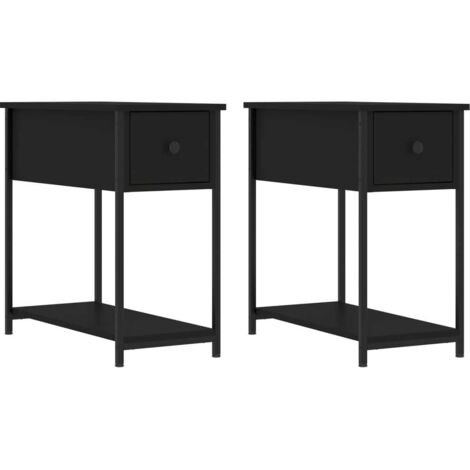 Set di 2 comodini con cassetto e ripiano 30 x 60 x 60 cm multistrato nero DEC035457