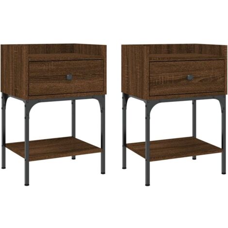 Set di 2 comodini con cassetto e ripiano 40,5 x 31 x 60 cm in legno ingegnerizzato marrone e ferro DEC035798
