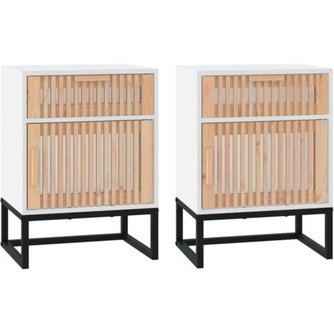 Set di 2 comodini con cassetto e vano con anta 40 x 30 x 55,5 cm in legno ingegnerizzato e ferro DEC035780