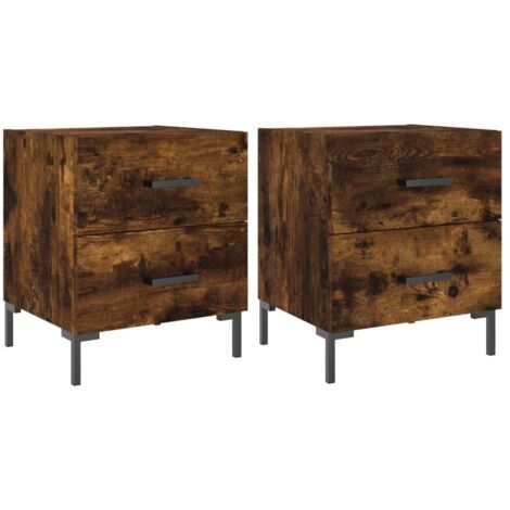 Set di 2 comodini con due cassetti 40 x 35 x 47,5 cm in legno ingegnerizzato marrone e ferro DEC035814