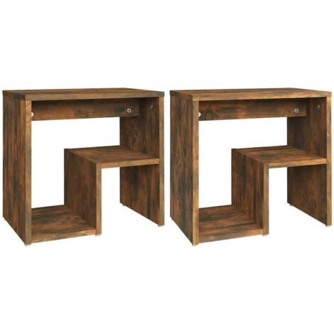 Set di 2 comodini con ripiano 40 x 30 x 40 cm MDF marrone DEC035075