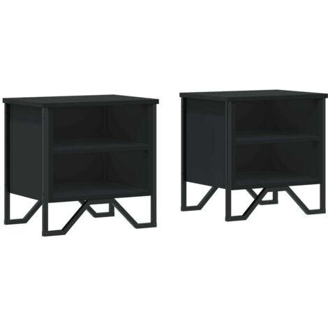 Set di 2 comodini con vano a giorno 40 x 30 x 40 cm multistrato nero DEC035504