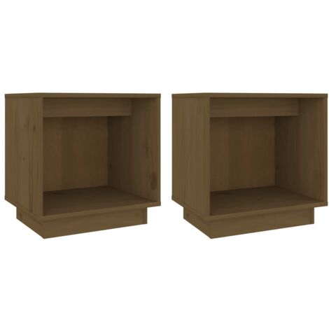 Set di 2 comodini con vano aperto 40 x 30 x 40 cm in legno di pino color miele DEC035917