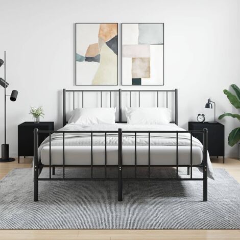 Set di 2 Comodini da Camera da Letto,Tavolini Neri 40x40x50 cm in Legno Multistrato -MN29087