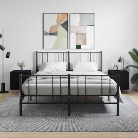 Set di 2 Comodini da Camera da Letto,Tavolini Neri 40x40x50 cm in Legno Multistrato -MN75974