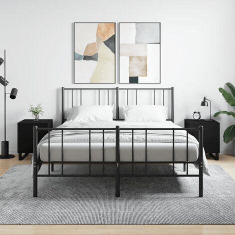 Set di 2 Comodini da Camera da Letto,Tavolini Neri 40x40x50 cm in Legno Multistrato -MN82028