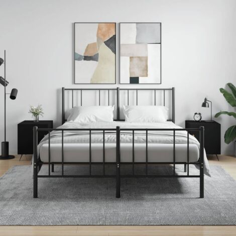 Set di 2 Comodini da Camera da Letto,Tavolini Neri 40x40x50 cm in Legno Multistrato -MN99796