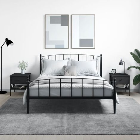 Set di 2 Comodini da Camera da Letto,Tavolini Neri 40x42x45 cm in Legno Multistrato -MN32810