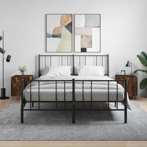 Set di 2 Comodini da Camera da Letto,Tavolini Rovere Fumo 40x40x50 cm in Legno Multistrato -MN38779