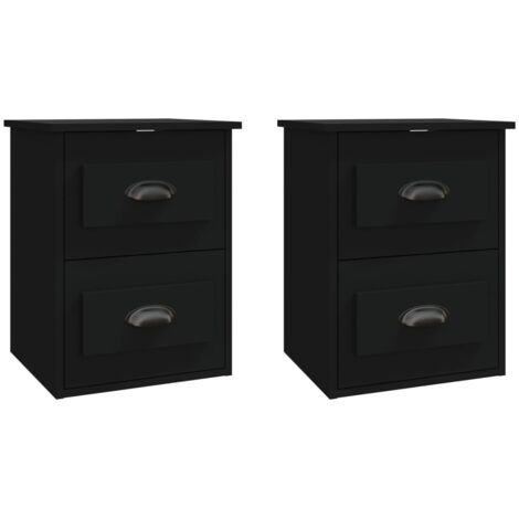Set di 2 comodini da parete con cassetti 41,5 x 36 x 53 cm in legno ingegnerizzato nero DEC036098
