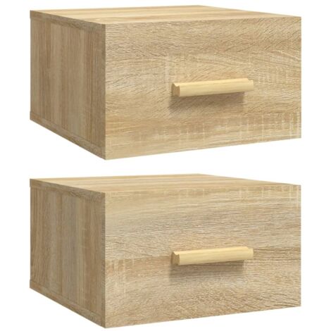 Set di 2 comodini da parete con cassetto 35 x 35 x 20 cm in legno ingegnerizzato color rovere DEC036068
