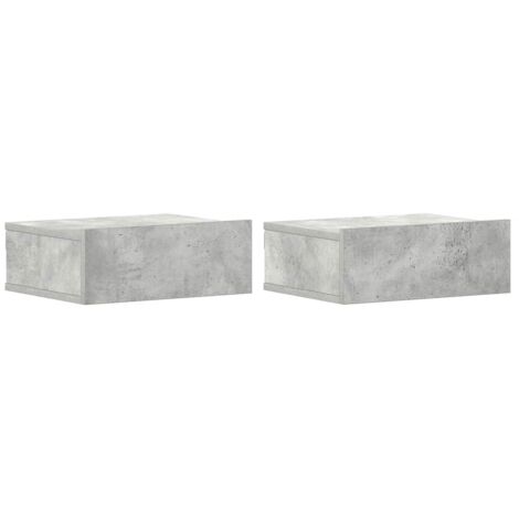 Set di 2 comodini da parete con cassetto 40 x 30 x 15 cm in legno ingegnerizzato grigio DEC035997