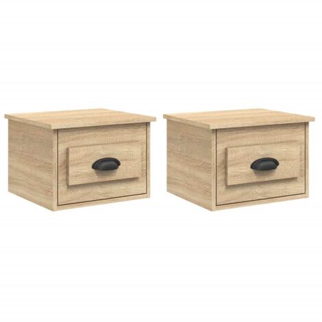Set di 2 comodini da parete con cassetto 41,5 x 36 x 28 cm in legno ingegnerizzato color rovere DEC036070
