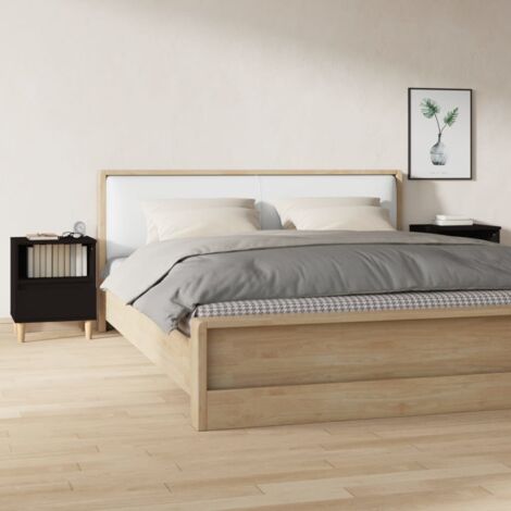Set di 2 Comodini Tavolini da notte  Tavolini da divano  Nero 40x35x50 cm ITD69565