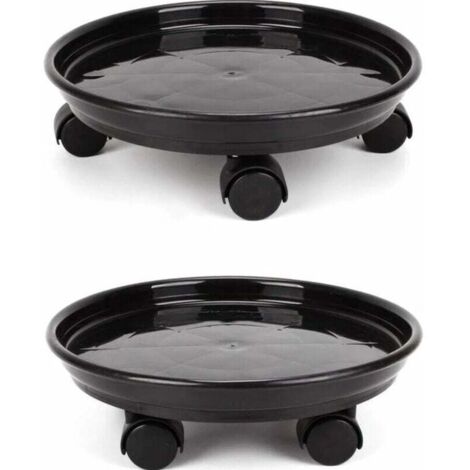 Set di 2 contenitori per piante, portavasi rotondi per fiori, portavasi su ruote, robusto portavasi su ruote, carrello con ruote universali per uso interno o esterno.