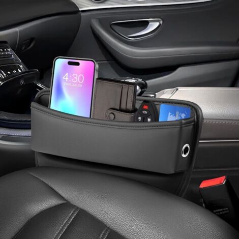 Set di 2 contenitori portaoggetti per sedile auto, organizer in pelle per auto, tasca laterale per console, contenitore multifunzionale per riporre telefoni, carte e chiavi nello spazio tra i sedili d