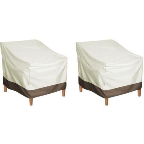 Set di 2 coperture impermeabili per sedie da giardino 210D - Coperture protettive per mobili da giardino 80 x 85 x 91,5 cm - Beige