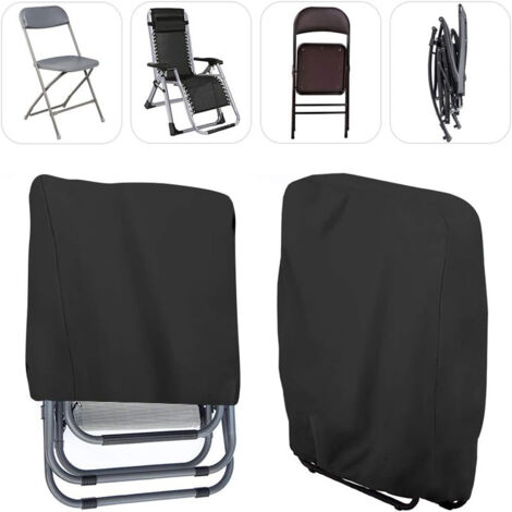 Set di 2 coperture per lettini prendisole pieghevoli, copertura per sedia da giardino pieghevole Oxford antivento e anti-UV, copertura per lettino prendisole da giardino (nero)
