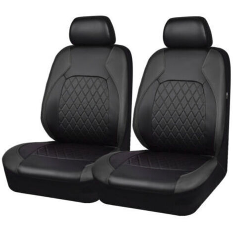 Set di 2 coprisedili universali in similpelle per sedili anteriori - Adatto alla maggior parte di auto, camion, furgoni e SUV (nero)