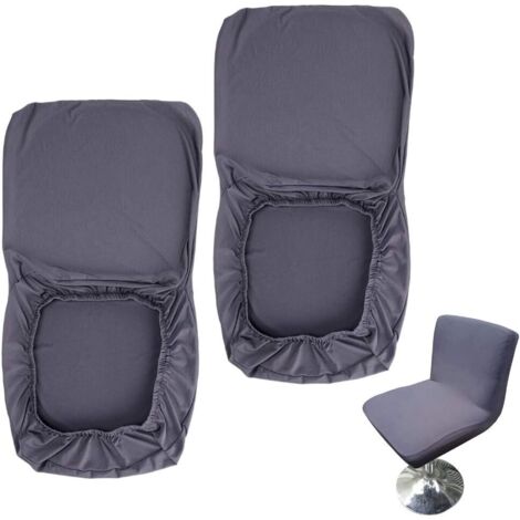 Set di 2 coprisgabelli da bar grigio scuro con schienale elasticizzato per sedia da pranzo girevole corta