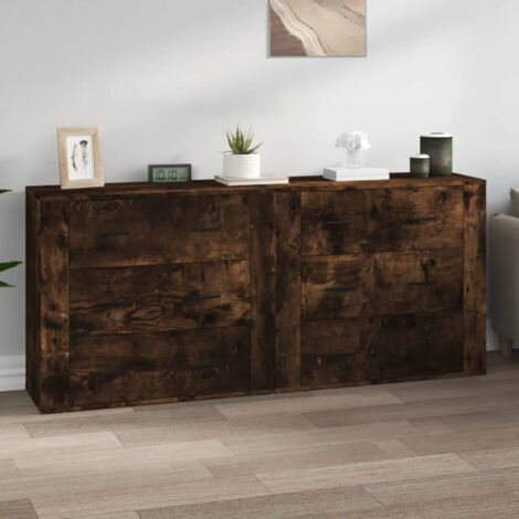 Set di 2 Credenze Madie Moderne ,Buffet da cucina ,Rovere Fumo in Legno Multistrato ITD86356