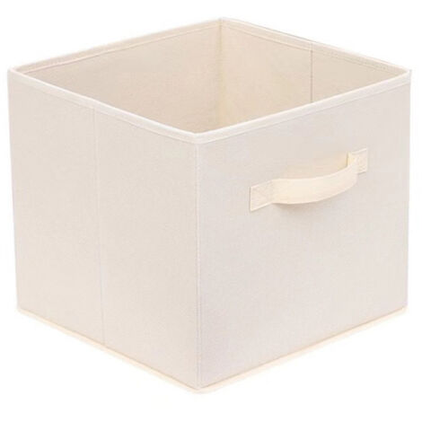 Set di 2 cubi portaoggetti pieghevoli in tessuto con manici, scatola portaoggetti pieghevole quadrata, 27 x 27 x 28 cm, beige chiaro