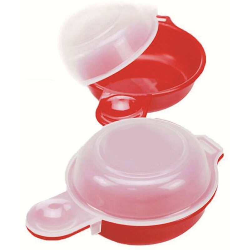 Set di 2 cuociuova per microonde in polipropilene, veloci e facili da usare, con coperchio trasparente