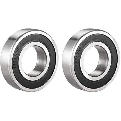 Set di 2 cuscinetti a sfera sigillati 6206-2RS, 30 x 62 x 16 mm, prelubrificati, con doppia guarnizione in acciaio cromato, cuscinetto a sfera scanalato 6206RS