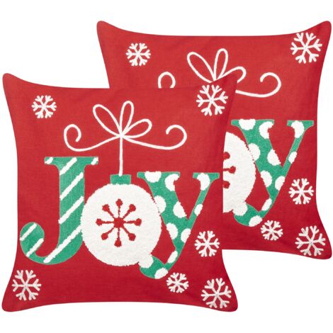 Set di 2 cuscini con motivo natalizio rosso 45 x 45 cm Gingerbread