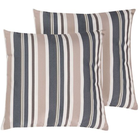 Set di 2 cuscini da Giardino Blu e Beige Moderni con Zip 40 x 40 cm