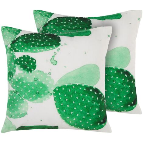 Set di 2 cuscini da Giardino Poliestere Verde Motivo Cactus 45 x 45 cm Ostina