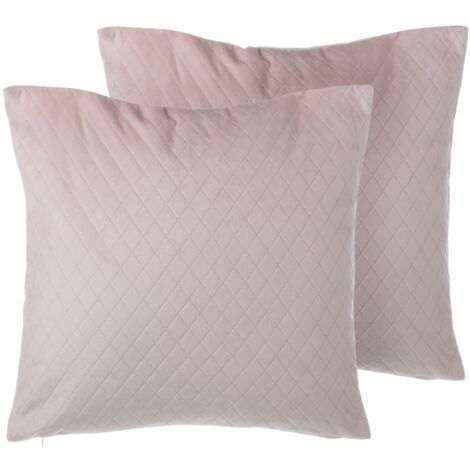 Set di 2 cuscini Decorativi in Velluto Rosa Motivo a Diamanti 45 x 45 cm Pasque