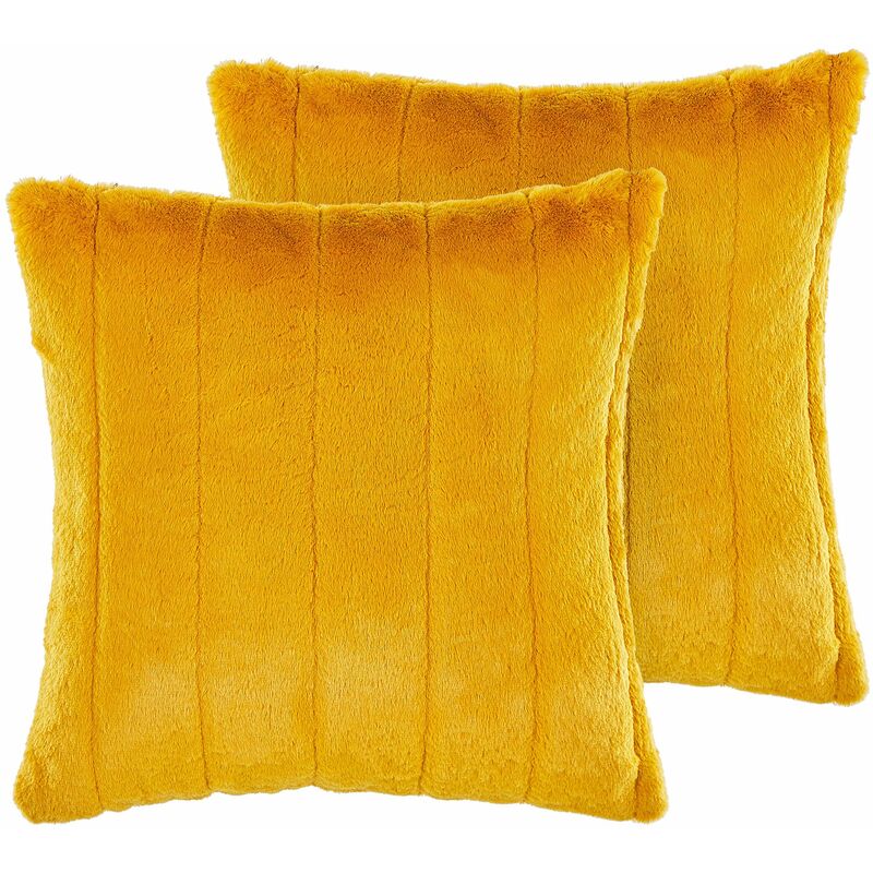 Set di 2 cuscini in poliestere giallo 45 x 45 cm con cerniera in rilievo soggiorno camera da letto Pumila