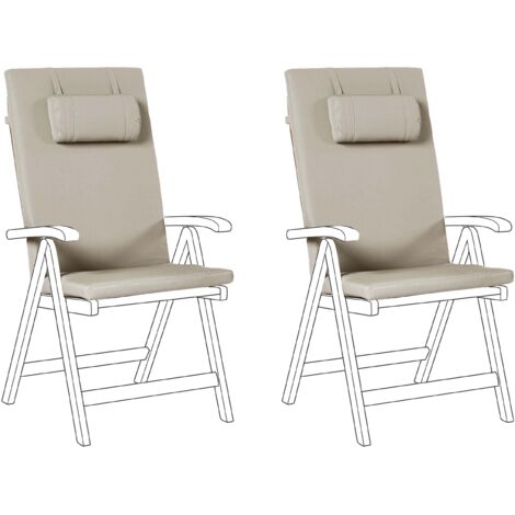 Set di 2 Cuscini in Tessuto tortora da Schienale per Sedie da Giardino Java/Amantea Premium