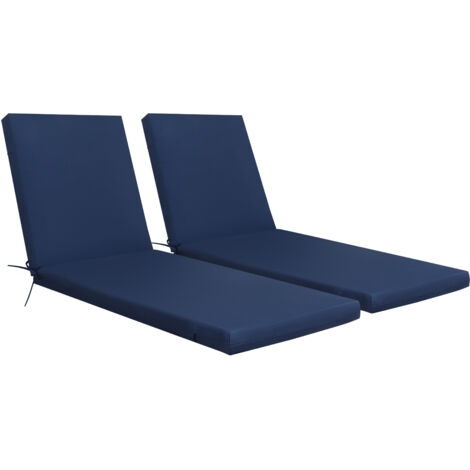 Set di 2 cuscini per sdraio da esterno, con fodera sfoderabile e cinghie regolabili, in poliestere blu.