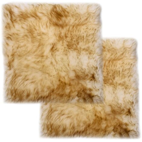 Set di 2 cuscini per sedia in vera pecora marrone 40x40 cm DEC021285