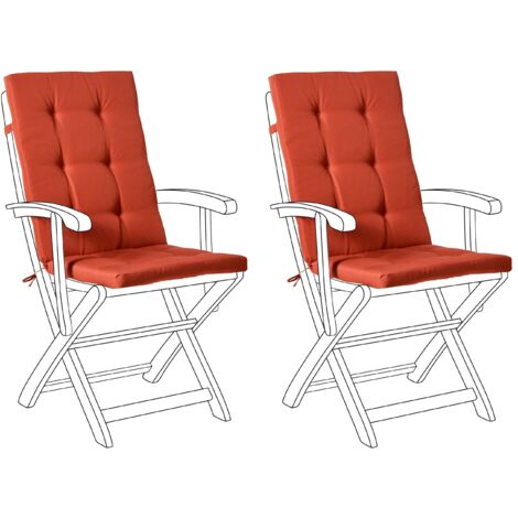 Set di 2 cuscini per sedute e schienaleda esterno con lacci rosso Maui Premium