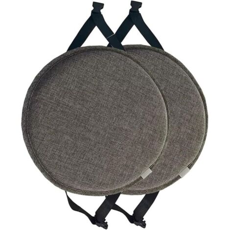 Set di 2 cuscini rotondi per sedia con lacci, cuscini per sedia per sgabelli alti, cuscini rotondi per seduta per sala da pranzo, cucina e ufficio (grigio scuro, 40 cm (confezione da 2))