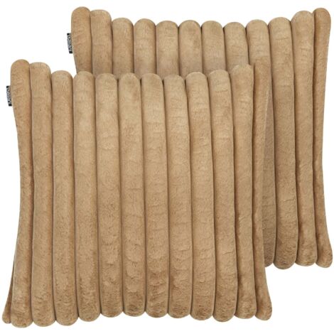 Set di 2 cuscini tessuto marrone chiaro 45 x 45 cm Rakya