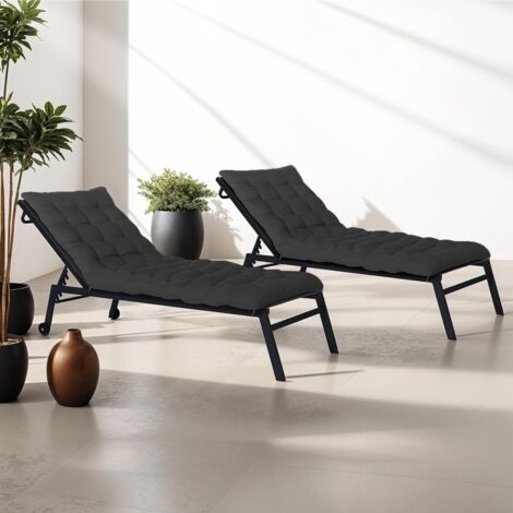 Set di 2 cuscini universali per sdraio ADAM 180 cm, nero