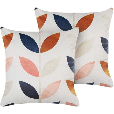 Set di 2 cuscini velluto multicolore 45 x 45 cm foglie accessori boho Quinoa