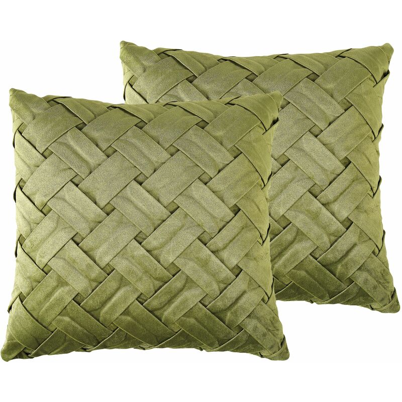 Set di 2 cuscini a fantasia velluto verde oliva 43 x 43 cm Narcissus