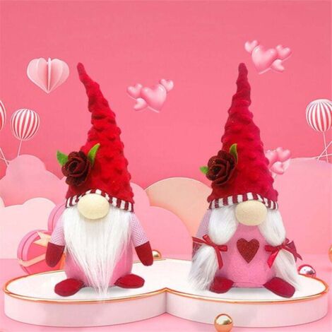 Set di 2 decorazioni di peluche morbide e romantiche a forma di cuore per San Valentino