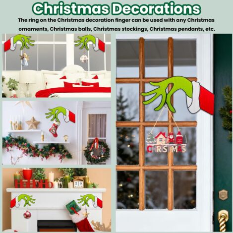Set di 2 decorazioni natalizie in legno verde da appendere alla porta - Decorazione natalizia per porta, finestra, camino, parete (mano sinistra + destra)