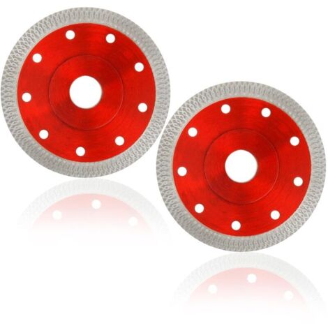 Set di 2 dischi diamantati da taglio, 115 mm, per smerigliatrici angolari, taglio netto su porcellana, pietra artificiale, granito, cemento, marmo, mattoni, ceramica, dimensioni: 115 x 1,2 x 22,23 mm