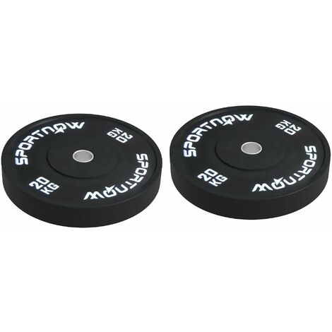 Set di 2 Dischi Palestra da 20kg per Bilanciere e Manubri con Attacco Ø5cm   Nero