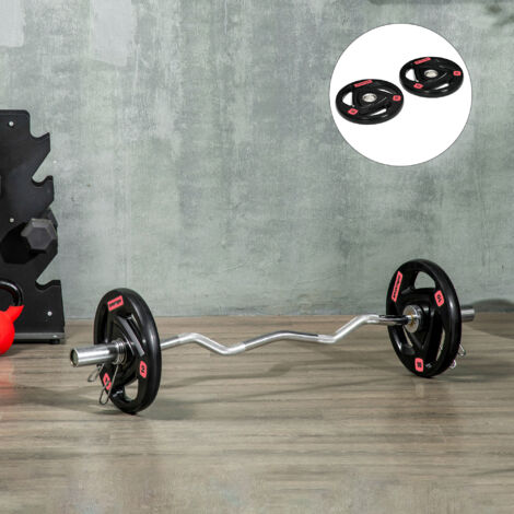 Set di 2 Dischi Pesi 2x10kg in Acciaio con Rivestimento in Gomma, Foro Ø5cm per Bilanciere e Impugnature per Uso Manualee