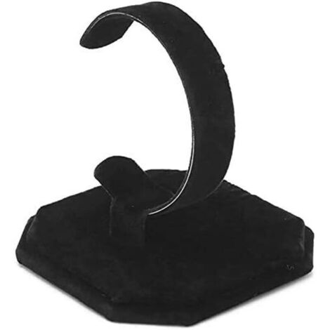 Set di 2 espositori a forma di C in velluto per gioielli, bracciali, orologi e regali - Neri